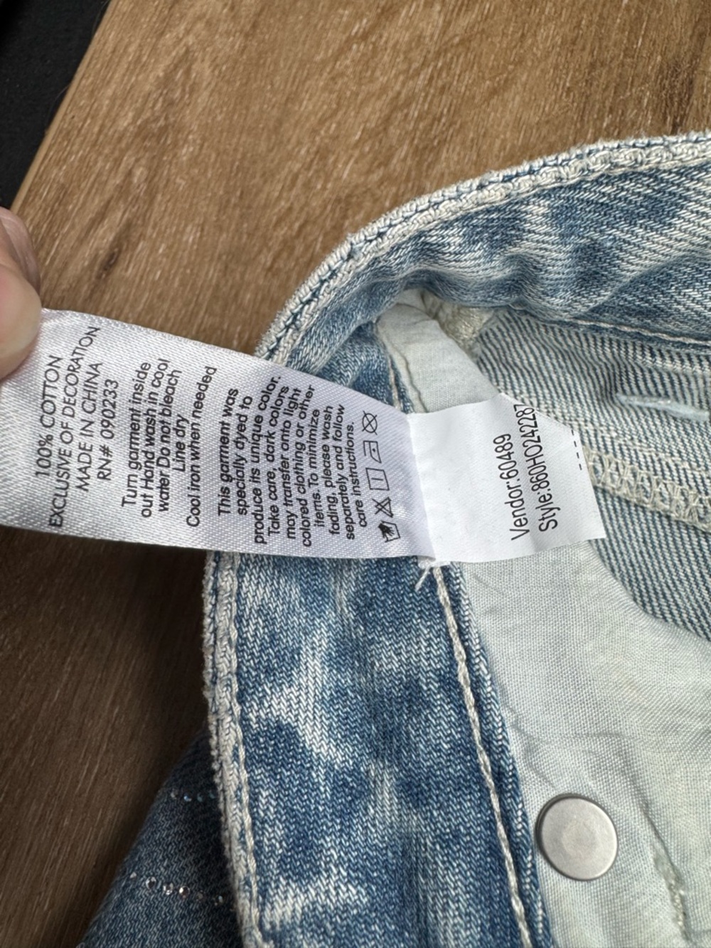 Pacsun Casey Low Rise Baggy Jeans Zebra Rhinestone Light Indigo size 25 (size 2) - Picture 8 of 11